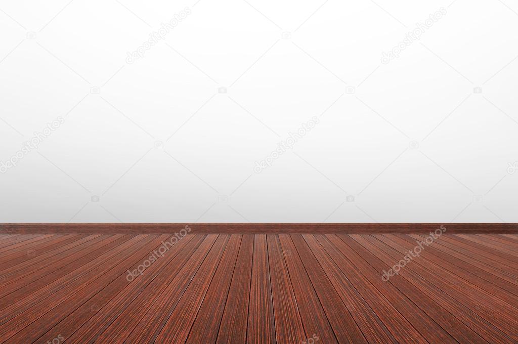 Wooden floor with white gray wall