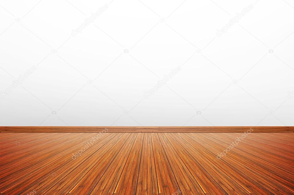 Wooden floor with white gray wall