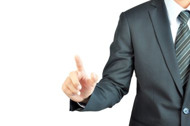 Üzerinde boş alanı gösteren işadamı ele