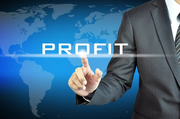 Businessman's hand touching PROFIT word — Stock Photo, Image