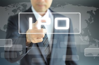 Halka arz işareti dokunmadan işadamı el