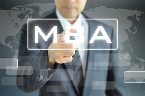 MBA işaret gösteren bir el — Stok fotoğraf