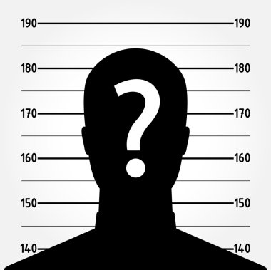 Mugshot of anonymous male silhouette clipart