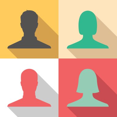 Set of man and woman avatar profile picture icons - colorful vintage tone