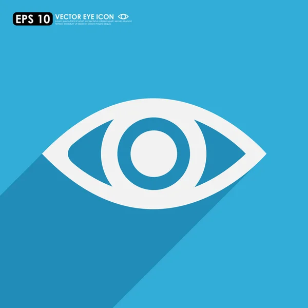 Icona occhio bianco su sfondo blu — Vettoriale Stock