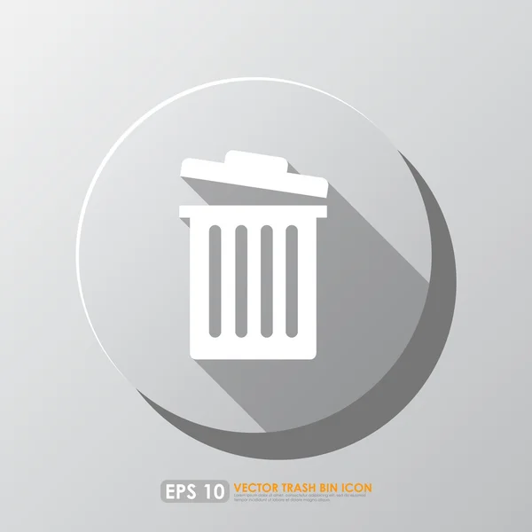White garbage bin icon with shadow in circle — Stockvector