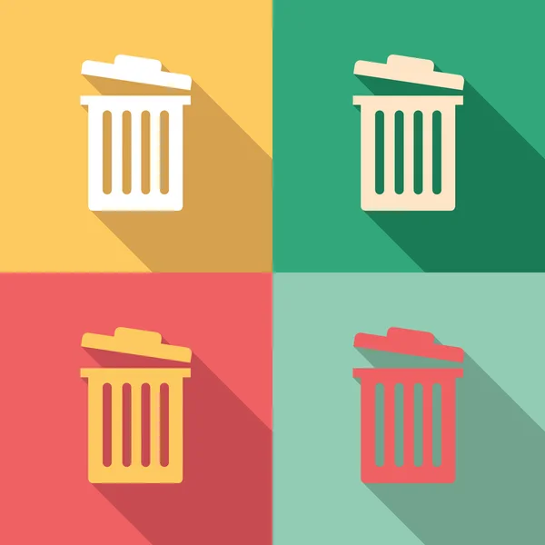 Garbage bin icon set in colorful vintage colors — Stock Vector