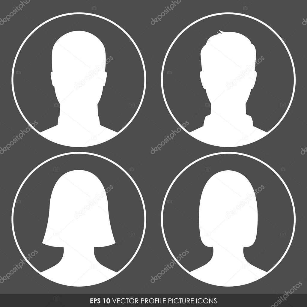 Set of man and woman silhouette avatar profile picture icons