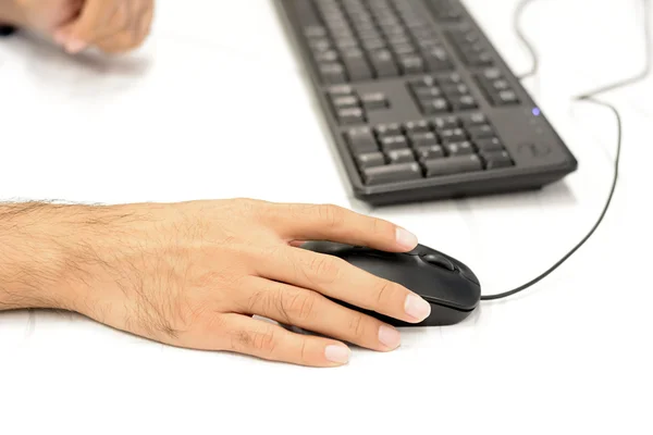 Hand using computer mouse — Stock Photo, Image