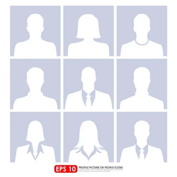 Avatar profile picture (or portrait icon) set on light gray back — Stock Vector