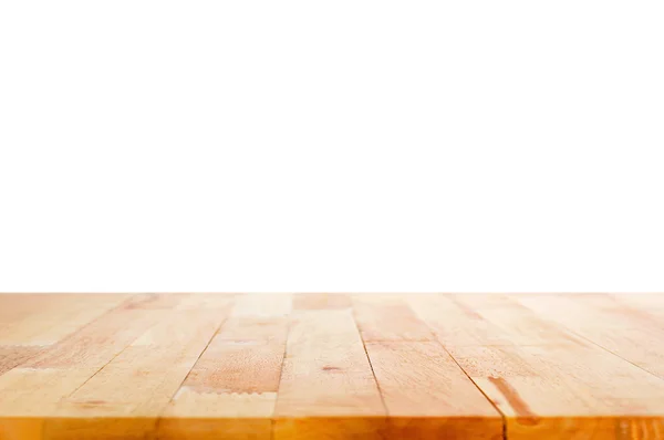 Tampo da mesa de madeira no fundo branco — Fotografia de Stock