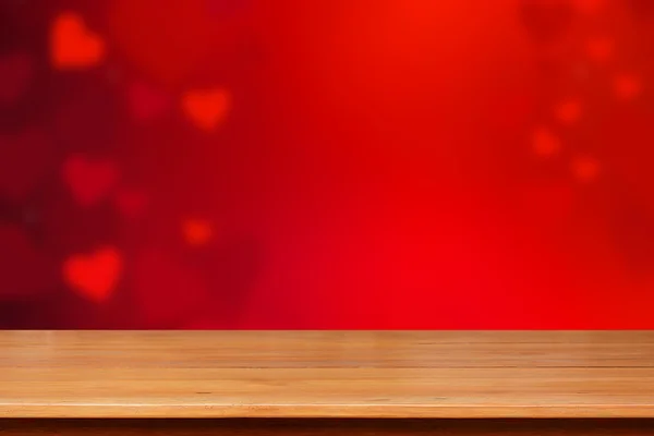 Ξύλο επιτραπέζιων κορυφών για κόκκινη καρδιά abstract ιστορικό - έννοια του Αγίου Βαλεντίνου — Φωτογραφία Αρχείου