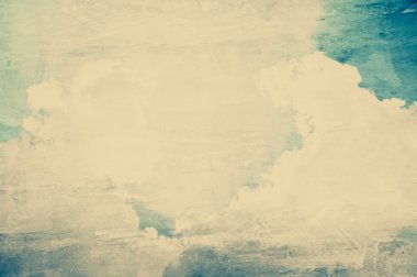 Gökyüzü ve bulutlar görüntü eski beton duvar doku - vintage sesi