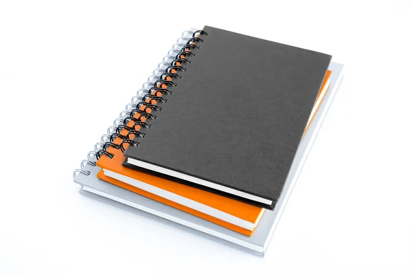 Pilha de cadernos (ou cadernos) isolados sobre fundo branco — Fotografia de Stock
