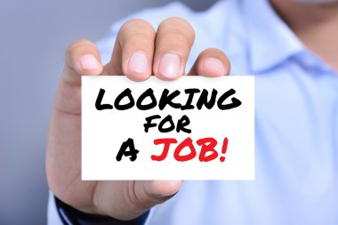 Bir adam gösteren iş kartıyla mesaj seyir için A iş!