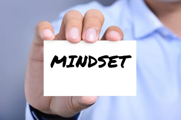 MINDSET, parola sul biglietto da visita mostrato da un uomo — Foto Stock