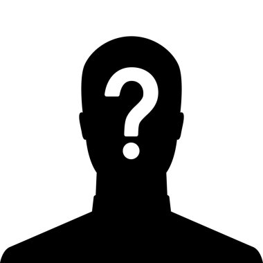 Man silhouette icon with question mark sign clipart
