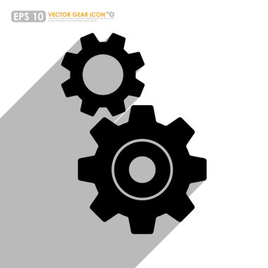 Siyah dişli veya cog gölge ile Icon set