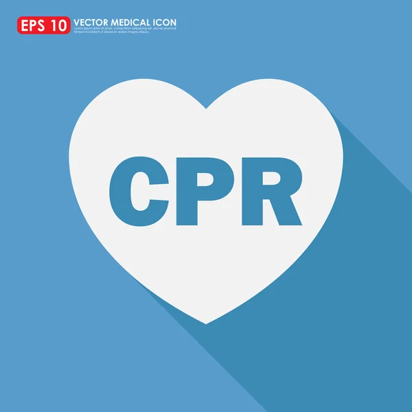 Cpr-Zeichen in Herzform-Symbol auf blauem Hintergrund — Stockvektor