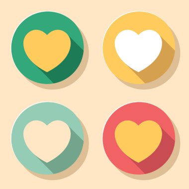 Renkli vintage renklerde kalp şekli simgeler kümesi