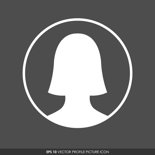 Female avatar profile picture icon in circle on gray background — Stock Vector