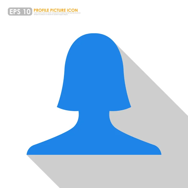 Blauwe vrouwelijke avatar profielafbeelding met schaduw op witte achtergrond — Stockvector