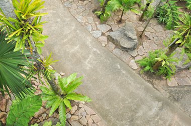 Bahçede yürüyüş yolu