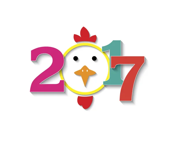 2017 figures with the rooster design on white background — Stock Vector