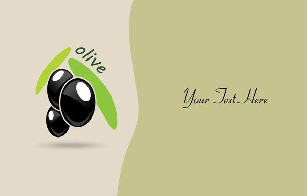 Спелые черные оливки с зелеными листьями. логотип или дизайн этикетки . — стоковый вектор