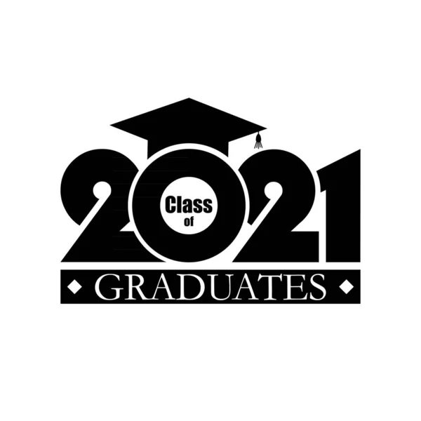2021 Klass Med Graduation Cap Platt Enkel Design Vit Bakgrund — Stock vektor