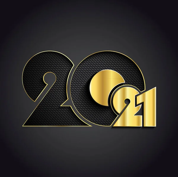 2021 Mutlu Yeni Yıl Altın Metin Tasarımı Koyu Arkaplanda Tebrik — Stok Vektör