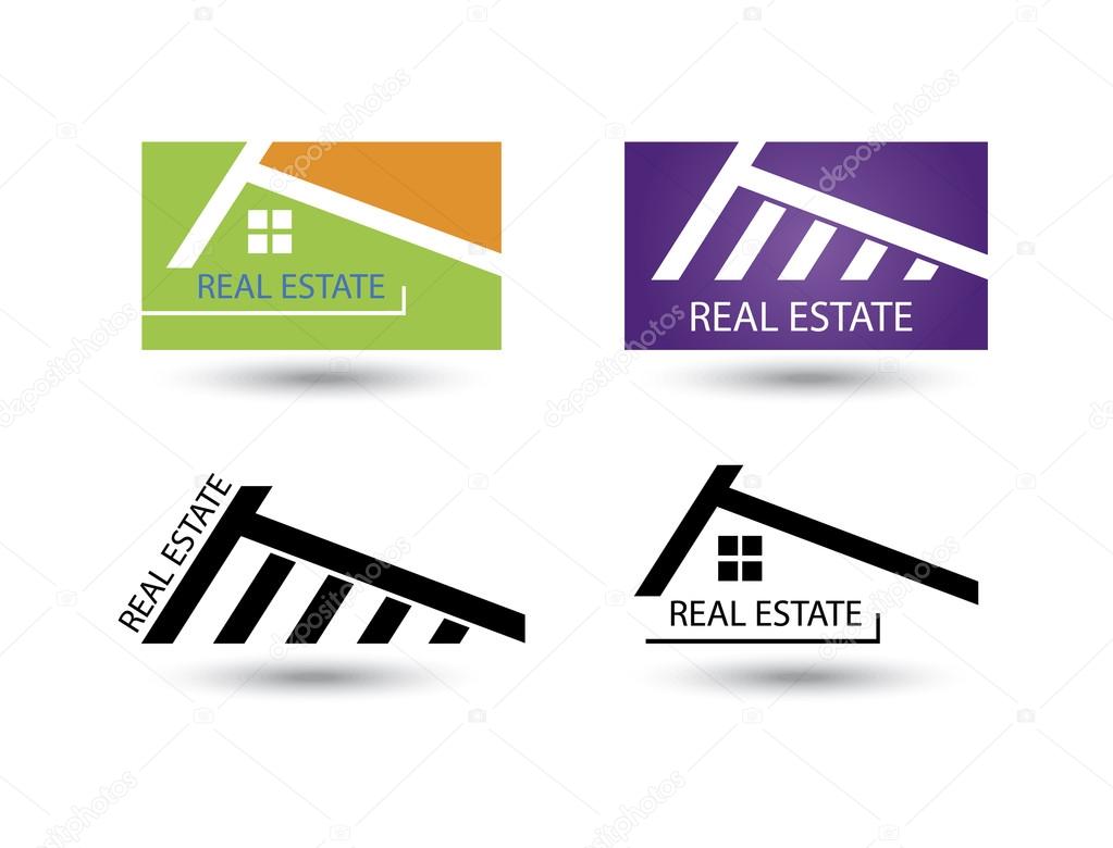 Set of icons for real estate business on white background.