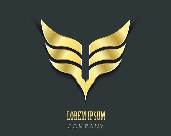 Golden wings vector graphic symbol — Stock Vector