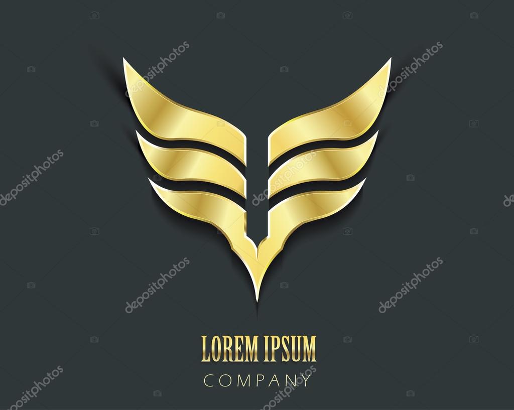 Golden wings vector graphic symbol