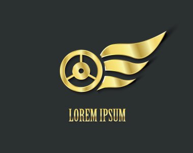 Logo tasarımı için tekerlek ile altın kanatlar