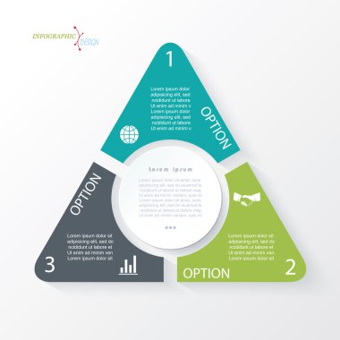 Business concept design with triangle and 3 segments. Infographi clipart