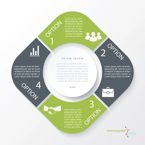 Diseño de concepto de negocio con 4 segmentos. Plantilla infográfica ca — Archivo Imágenes Vectoriales