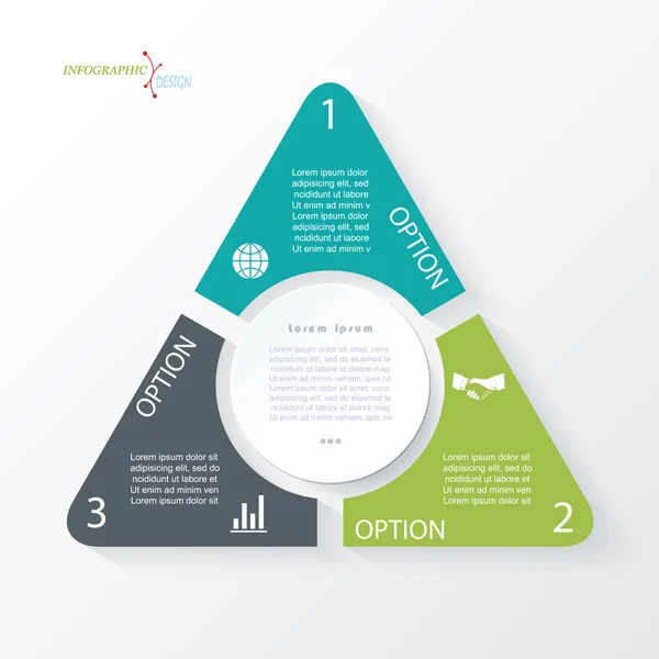 Conception de concept d'entreprise avec triangle et 3 segments. Infographie — Image vectorielle