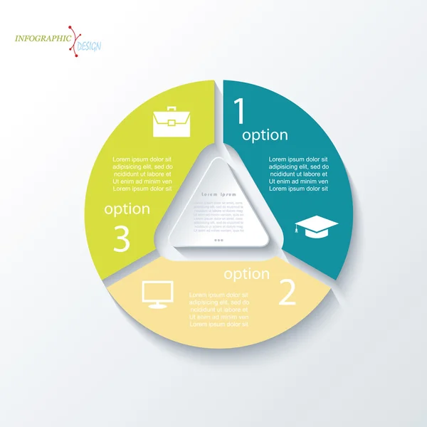 Diseño de concepto de negocio con triángulo y 3 segmentos. Infografías — Vector de stock