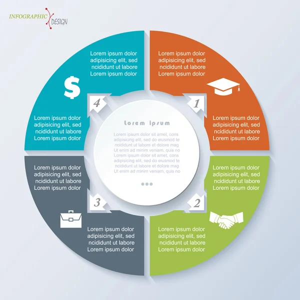 Infografía de plantilla de círculo vectorial para proyecto empresarial o prese — Vector de stock