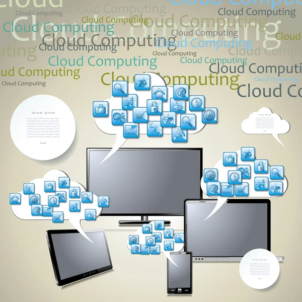 Modelo de vetor conceito de computação em nuvem — Vetor de Stock