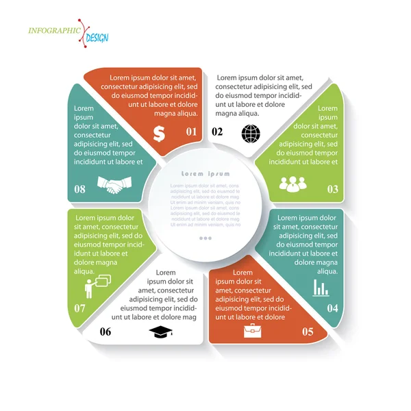 Modèle moderne pour projet d'entreprise ou présentation avec huit — Image vectorielle