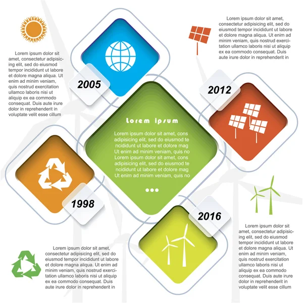 Vetor criativo Design infográfico com turbinas eólicas — Vetor de Stock