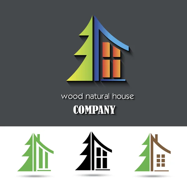 Huis symbool met hout materiële vectorillustratie — Stockvector