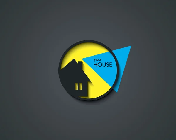 丸いボタンのベクトル図に家のアイコン — ストックベクタ