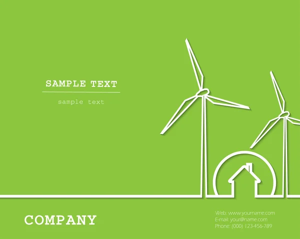 Kreativa vektor med vindkraftverk, hus. Förnybara — Stock vektor