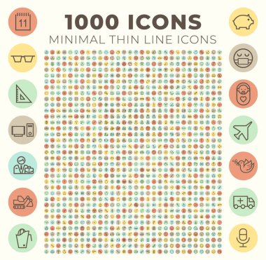 Dairesel Renkli Düğmeler Üzerine Yüksek Kaliteli Evrensel Simgeler. İzole Vektör Elementleri