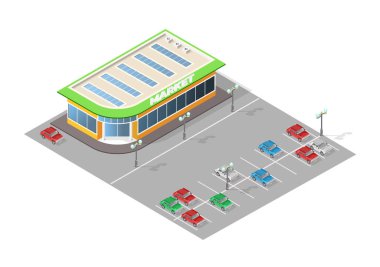 Beyaz Arkaplanda İzole Yüksek Kalite Isometric Şehir Elementleri. Vektör Ögeleri