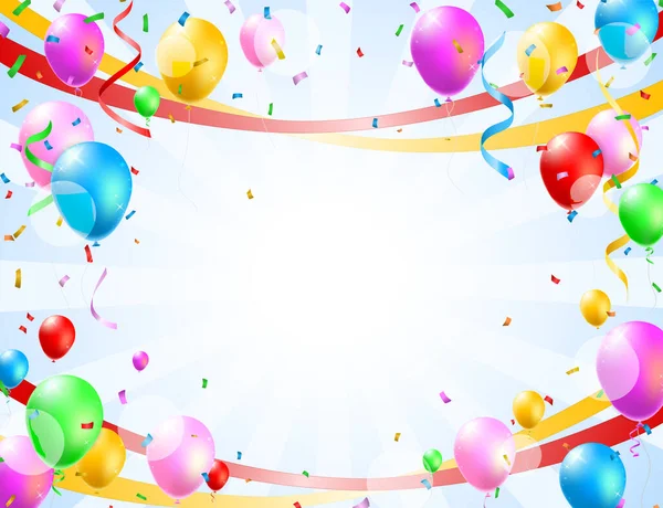 Birthday Card Balloons Confetti Curling Streamer Party Serpentine Ізольований Вектор — стоковий вектор