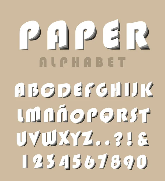 AからZまでの切り文字と折りたたみ文字を備えた高品質のモダンなアルファベット 色背景に数字と記号 絶縁ベクトル要素 — ストックベクタ